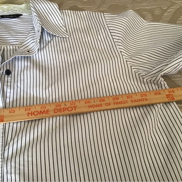 Zara Black and White Striped Button Down Shirt - Picture 5 of 9
